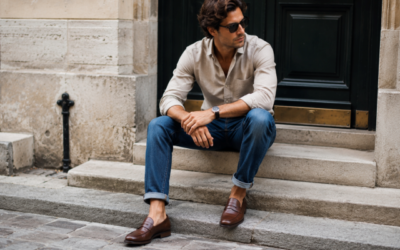 pantalon porter avec des chaussures à double boucles